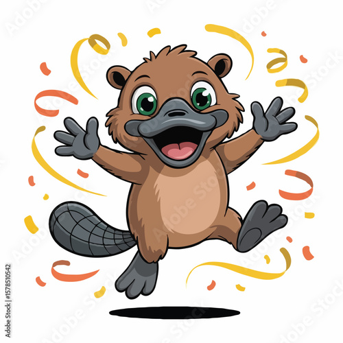 platypus design illustration posing happy