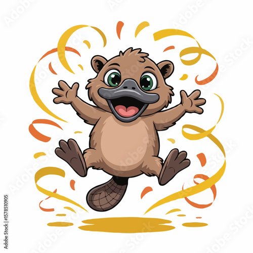 platypus illustration character posing happy