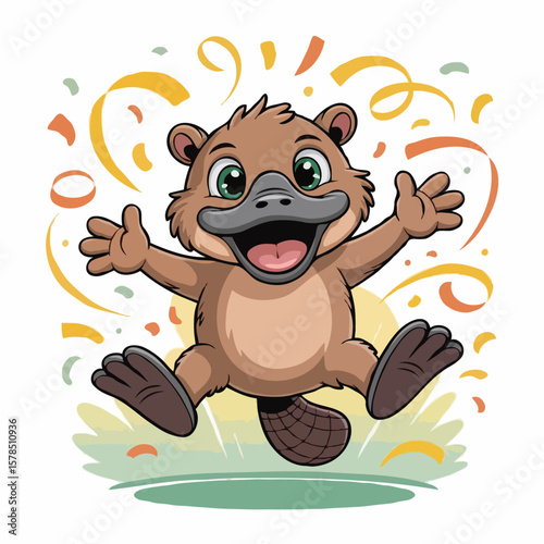 platypus illustration character posing happy design