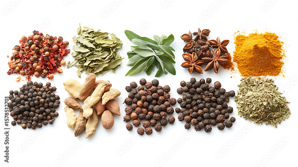 Fototapeta premium set of pine cones and nuts on white background