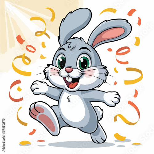 rabbit character design illustration happy posing