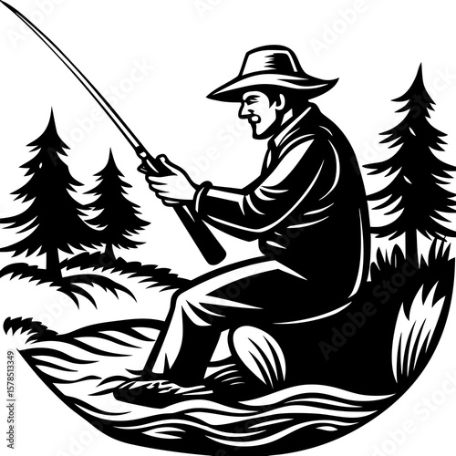 fisherman on a fishing rod