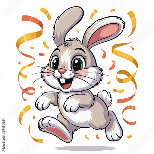rabbit character design posing happy illustration