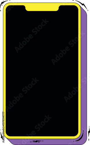 Vector phone illustration with empty black screen