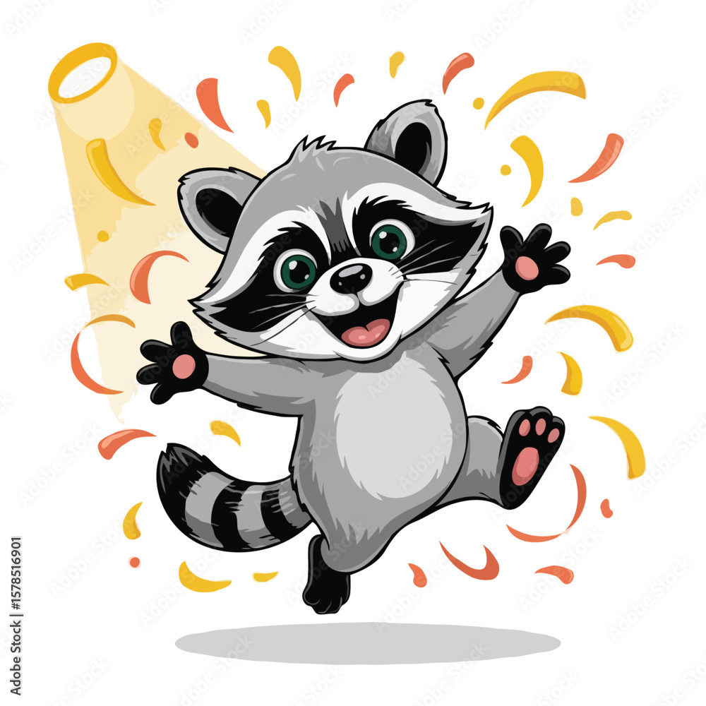 Fototapeta premium raccoon illustration design character posing happy