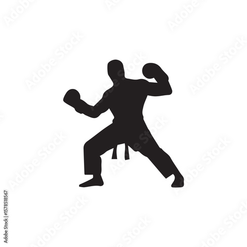 silhouette of a young man doing martial arts
