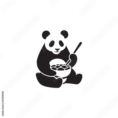 panda bear with a bamboo