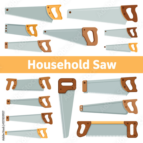 Collection of Household Hand Saws Various Sizes and Styles