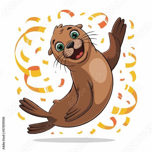 sea lions character design illustration posing happy