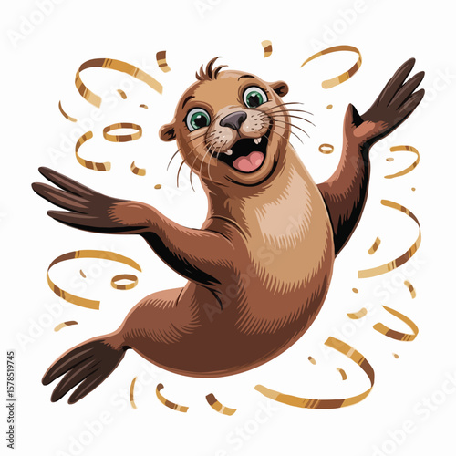 sea lions design character design posing happy gesture