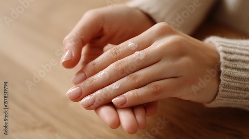 Wallpaper Mural Hands with Cream on Wooden Table Torontodigital.ca