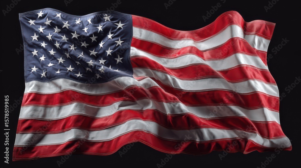 Obraz premium The American flag is waving in the wind, USA flag. Symbol of the United States of America, US