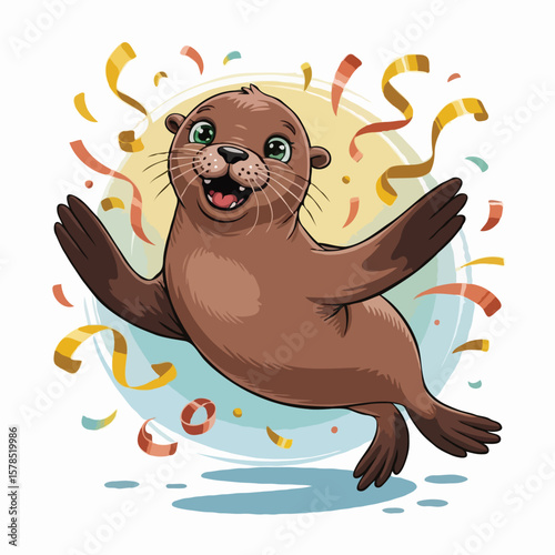sea lions design character design posing happy