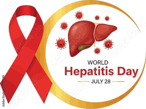 World hepatitis day awareness ribbon liver health july promotion medical campaign disease prevention