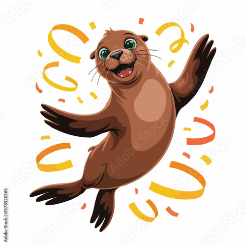 sea lions design illustration character happy