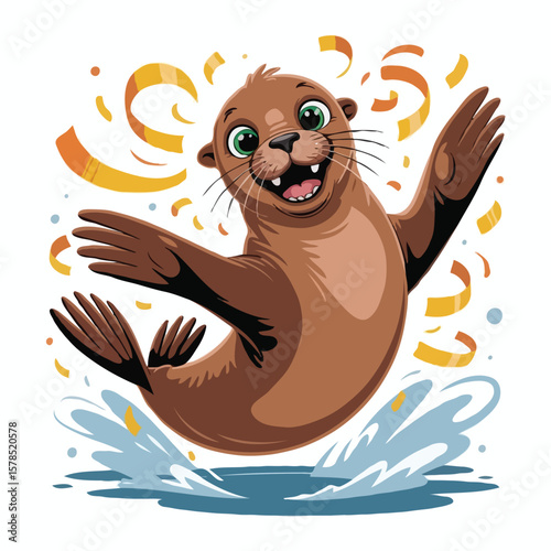 sea lions design illustration posing happy