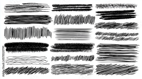 Wallpaper Mural Sketch lines. Pencil textured doodle freehand line strokes chalk scribble black ink line isolated vector set. Illustration of freehand line stripe, graphite drawing creativity, no logos, no brands Torontodigital.ca