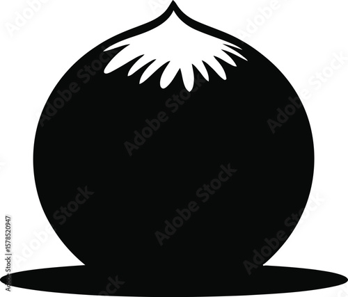 Black silhouette of sweet round dessert laddu