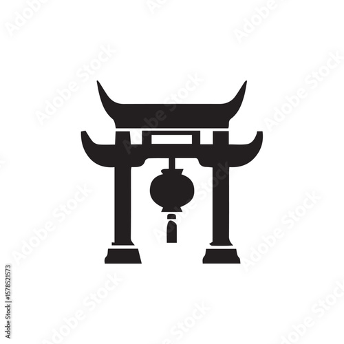 chinese temple gate vector illustration