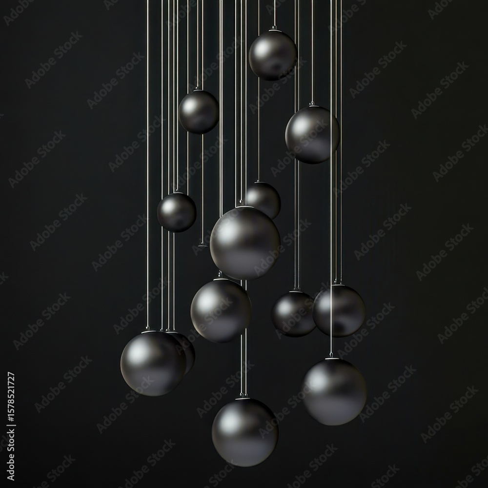 Obraz premium suspended geometric spheres in black void