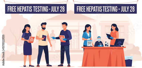 Free hepatitis testing july event promotion campaign banner medical checkup awareness health screening clinic