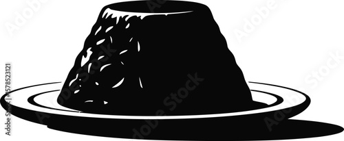 Black silhouette of dessert on plate food sweet