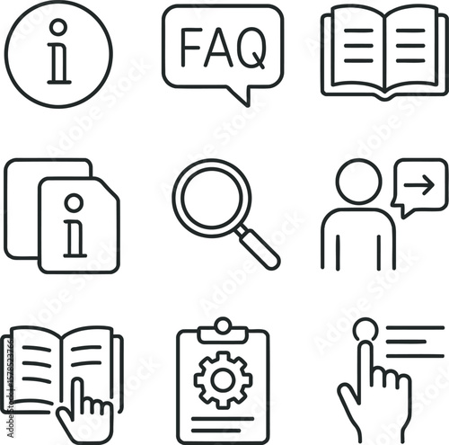 Help and Support User Guide Line Icon Set

