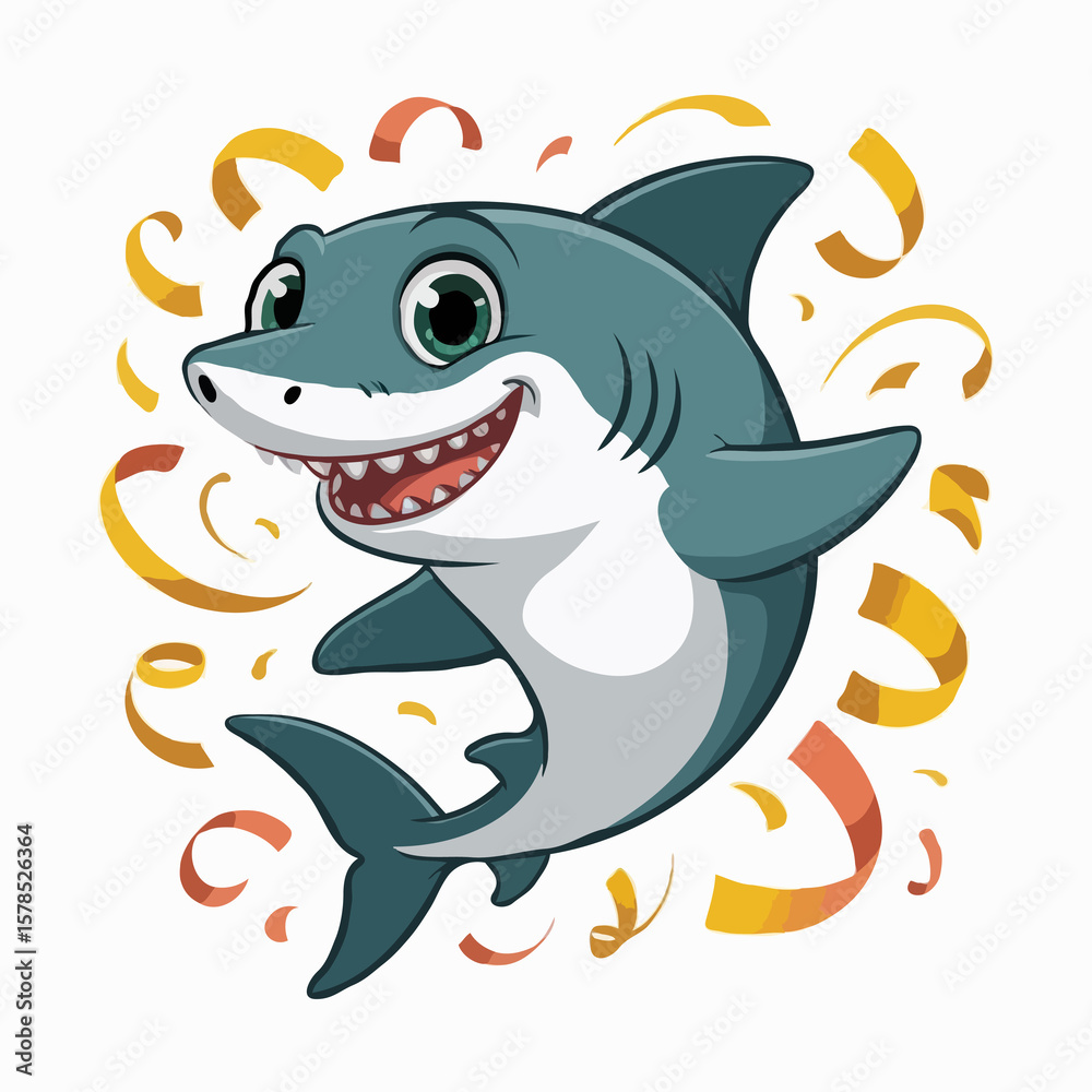 Naklejka premium shark illustration design character happy posing