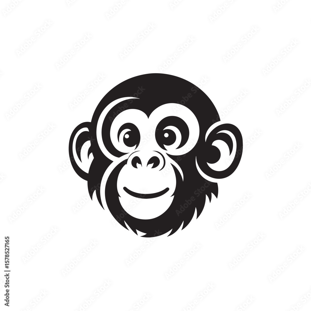 Obraz premium monkey head vector silhouette illustration