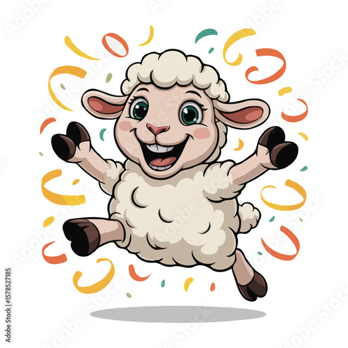 sheep character design illustration happy posing