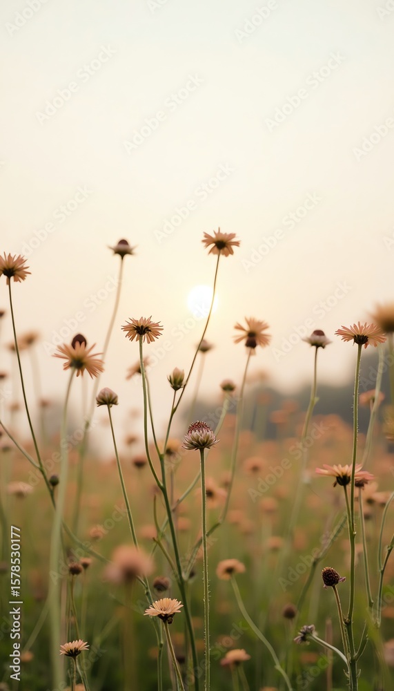 Fototapeta premium Wildflowers Sunset Field Meadow