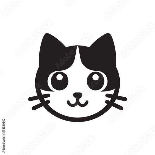 black and white cat vector illustration