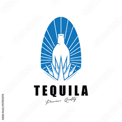 tequila logo vector illustration design. blue agave logo.