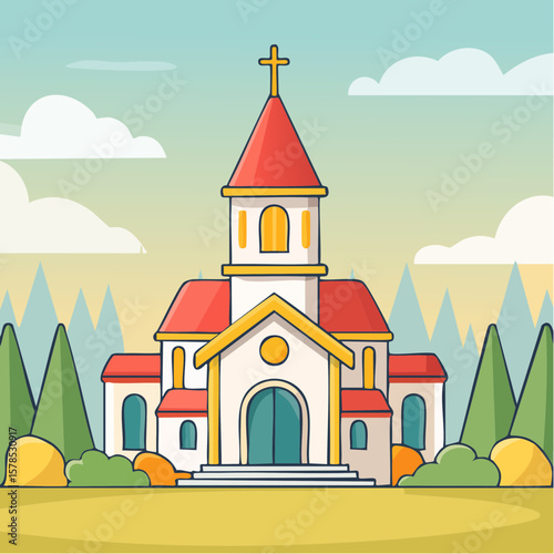 line art church cathedral