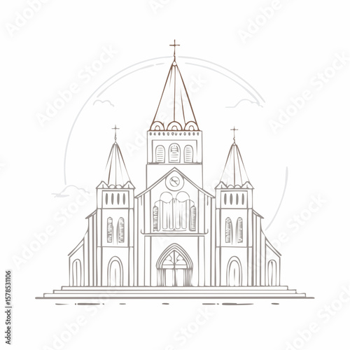 line art church cathedral