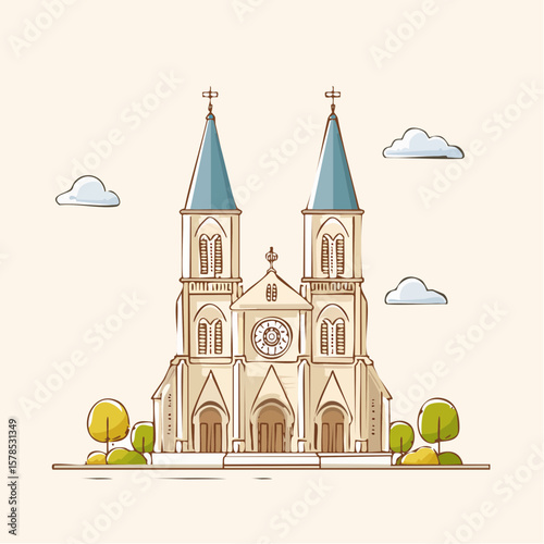 line art church cathedral