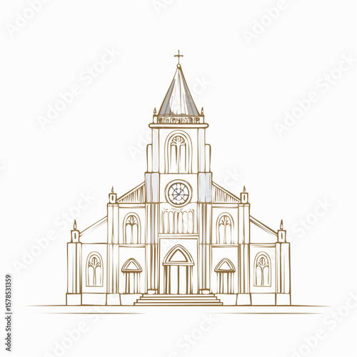 line art church cathedral
