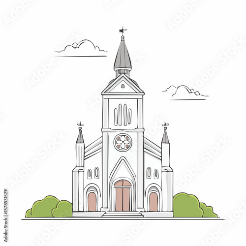 line art church cathedral