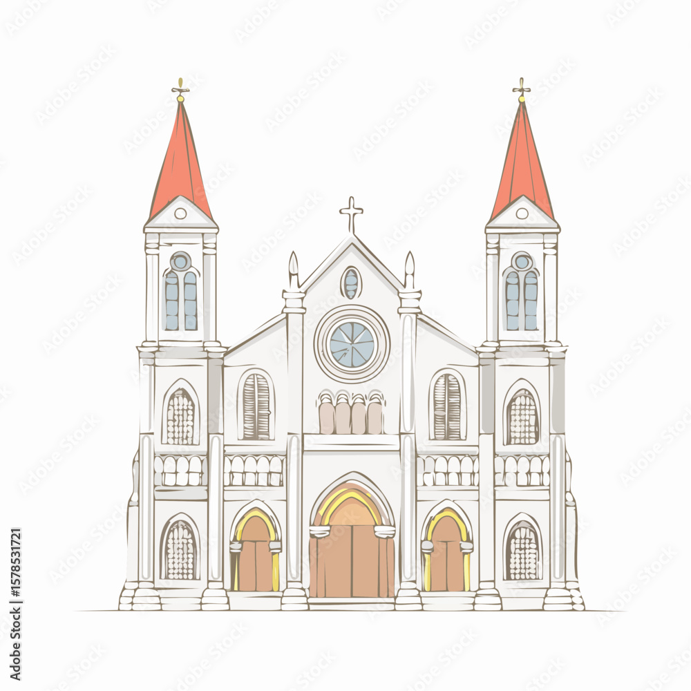 Fototapeta premium line art church cathedral