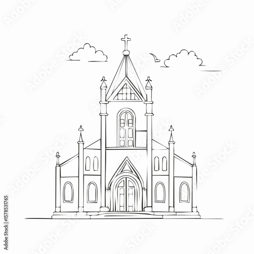 line art church cathedral
