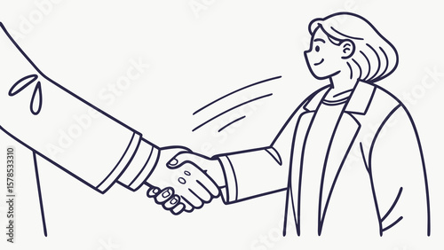 "Minimalist line vector of handshake – business agreement concept"

