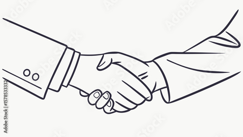 "Minimalist line vector of handshake – business agreement concept"

