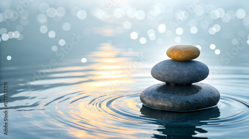 Serene Minimalist Stones on Water A Peaceful Zen Composition