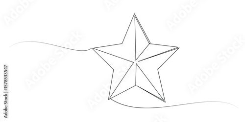 Star continuous one line drawing.  Star One line drawing background Linear star icon vector illustration