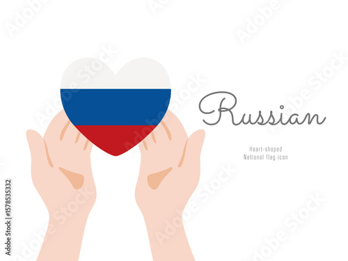 [ロシア]手と国旗のアイコン ベクターイラスト