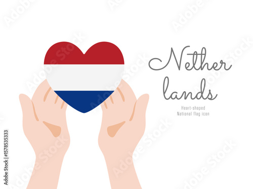 [オランダ]手と国旗のアイコン ベクターイラスト