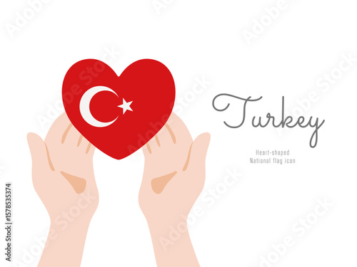 [トルコ]手と国旗のアイコン ベクターイラスト