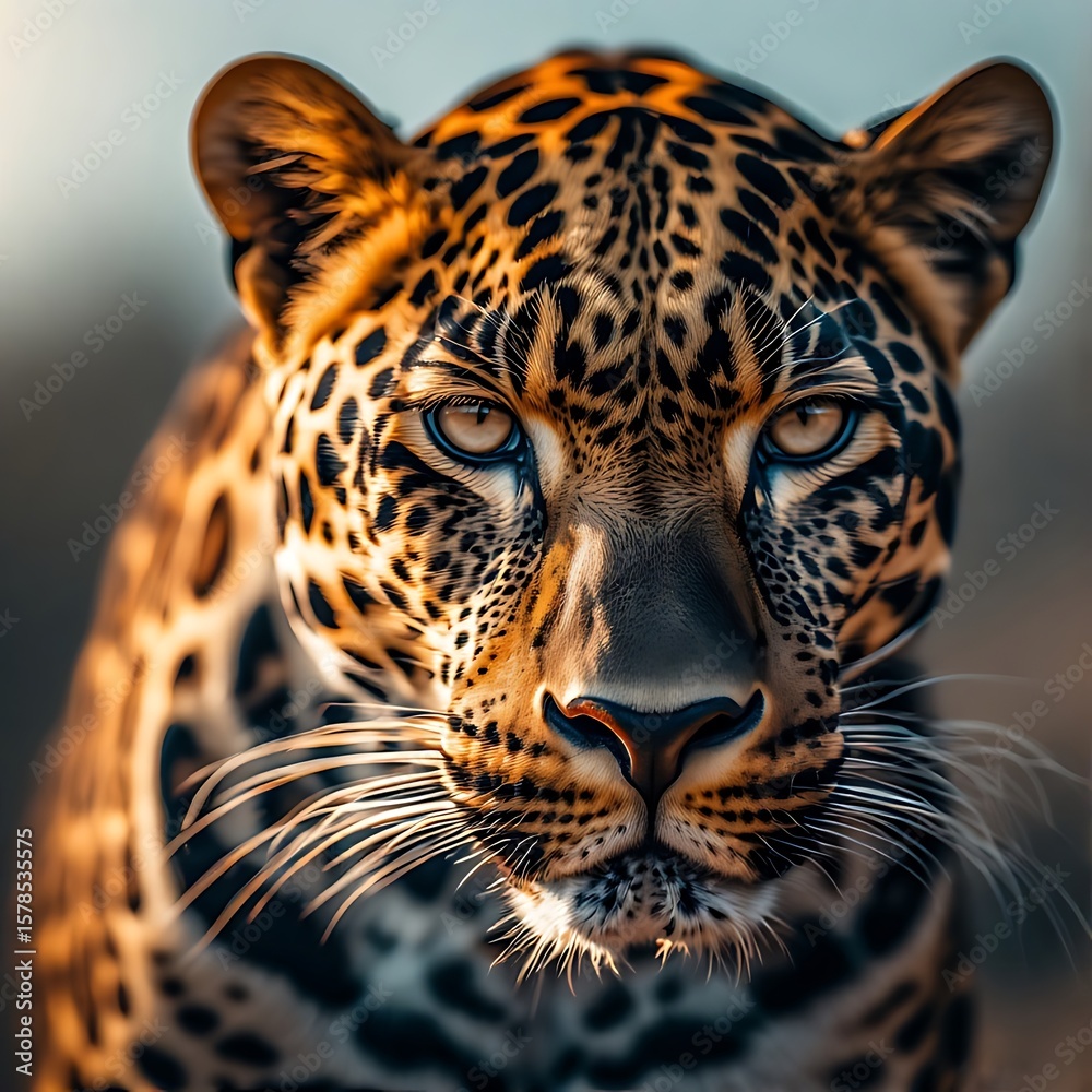 Obraz premium A leopard staring directly ahead