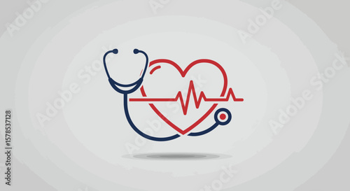 Heart health design featuring a stylized stethoscope and electrocardiogram for medical or wellness-related themes.
