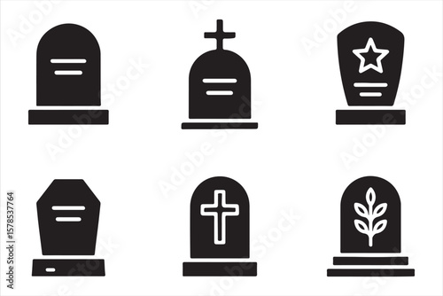 tomb stone icon vector thin outline style sign